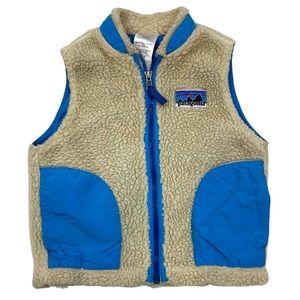 Patagonia Kids Retro-X Vest Natural and Larimar Blue Size 3T
